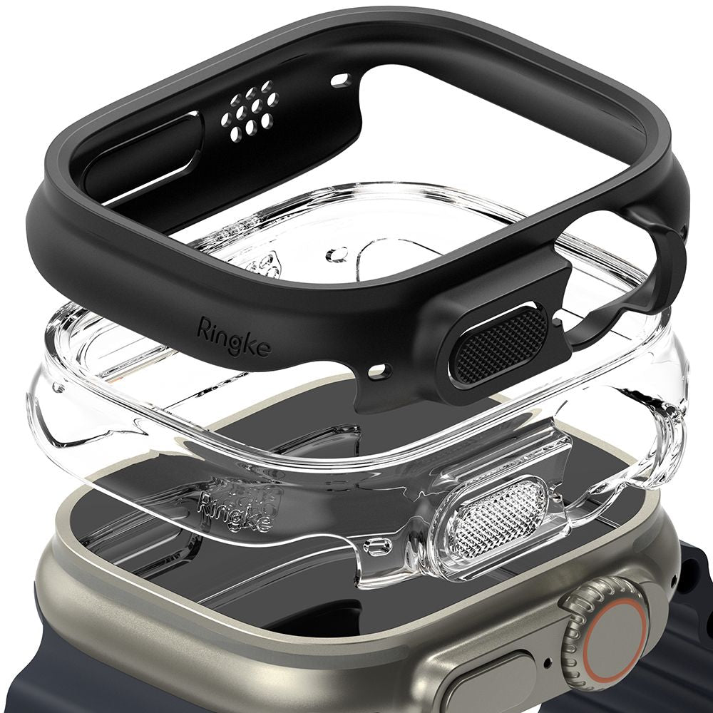 2X OCHRANNÉ PUZDRO NA APPLE WATCH ULTRA 49 MM RINGKE SLIM 2-PACK CLEAR & MATTE BLACK