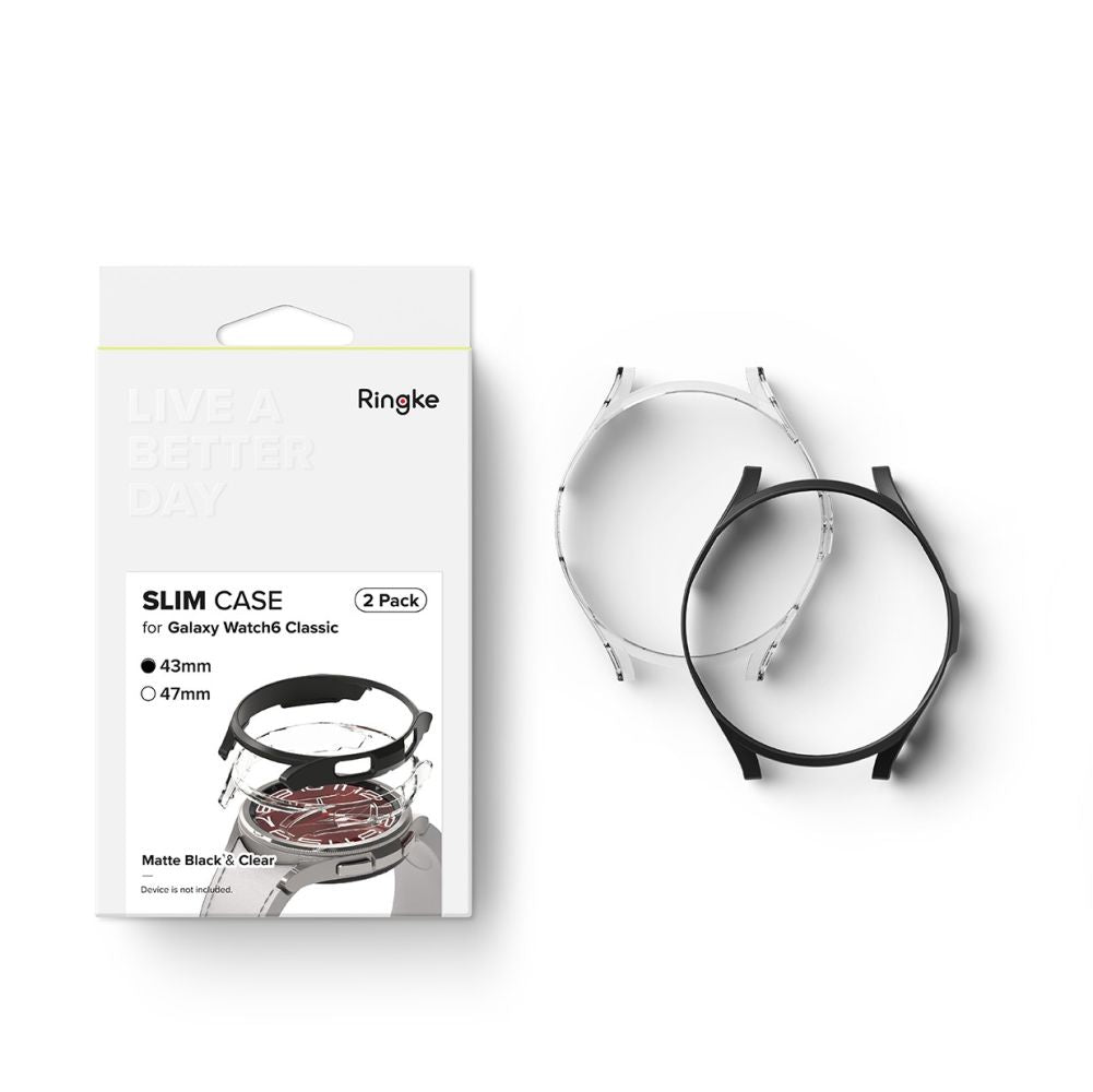 PUZDRO RINGKE SLIM 2-PACK GALAXY WATCH 6 CLASSIC (43 MM) CLEAR & BLACK