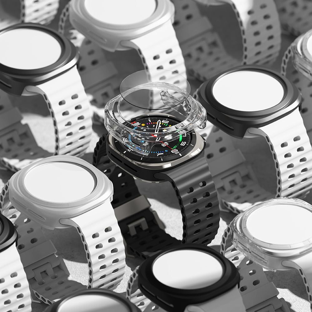 OCHRANNÉ PUZDRO S TVRDENÝM SKLOM NA SAMSUNG GALAXY WATCH ULTRA (47 MM) RINGKE SLIM & TEMPERED GLASS CLEAR