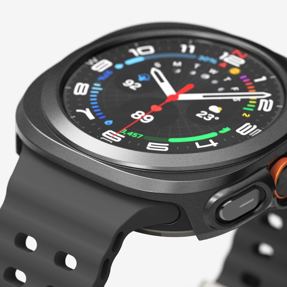 OCHRANNÉ PUZDRO S TVRDENÝM SKLOM NA SAMSUNG GALAXY WATCH ULTRA ( 47 MM ) RINGKE SLIM & TEMPERED GLASS TITANIUM BLACK