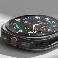 OCHRANNÉ PUZDRO S TVRDENÝM SKLOM NA SAMSUNG GALAXY WATCH ULTRA ( 47 MM ) RINGKE SLIM & TEMPERED GLASS TITANIUM BLACK