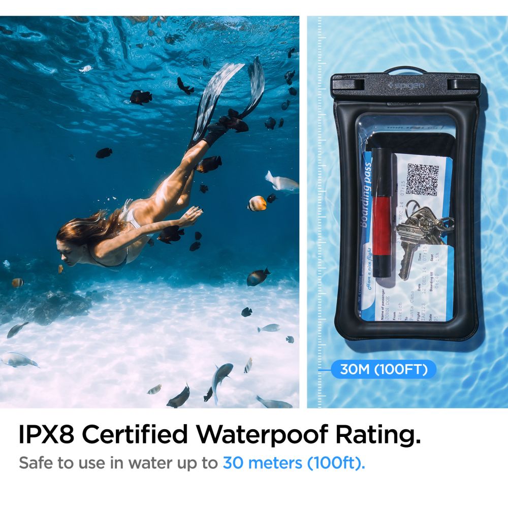 VODOTESNÉ PUZDRO SPIGEN A610 UNIVERSAL WATERPROOF FLOAT CASE 2-PACK BLACK
