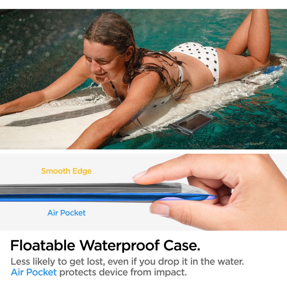 VODOTESNÉ PUZDRO SPIGEN A610 UNIVERSAL WATERPROOF FLOAT CASE 2-PACK BLACK