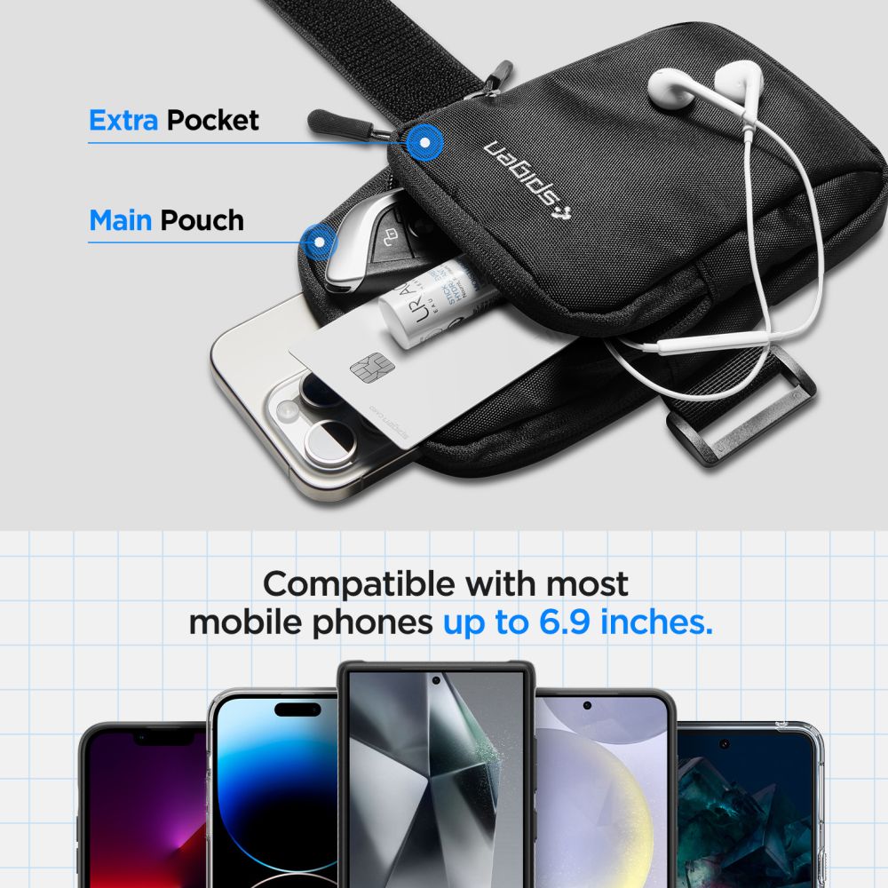 ŠPORTOVÉ PUZDRO NA RAMENO SPIGEN A702 DYNAMIC SHIELD ARMBAND BLACK
