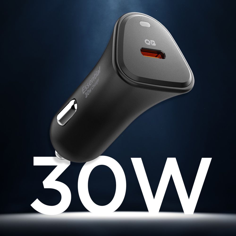 SPIGEN ESSENTIAL EV301 1-PORT CAR CHARGER 30W BLACK