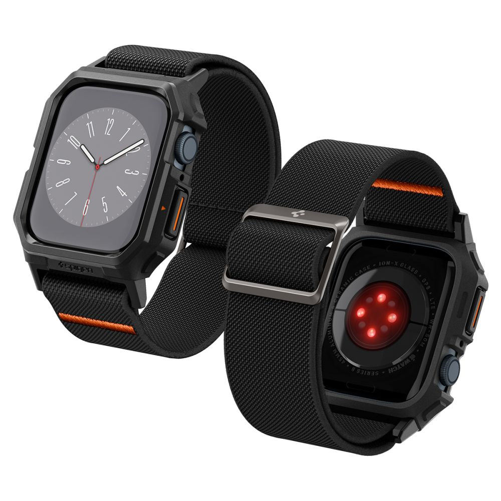 REMIENOK S OCHRANNÝM PUZDROM NA APPLE WATCH 4 / 5 / 6 / 7 / 8 / 9 / SE 44 / 45 MM SPIGEN LITE FIT ”PRO” MATTE BLACK