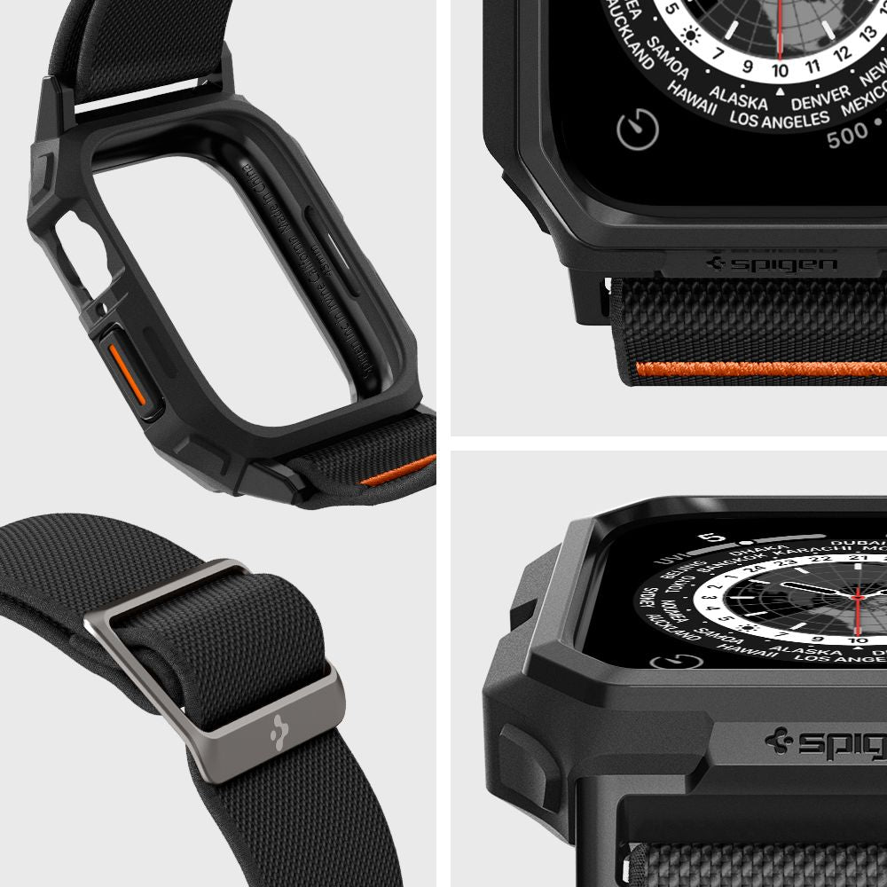 REMIENOK S OCHRANNÝM PUZDROM NA APPLE WATCH 4 / 5 / 6 / 7 / 8 / 9 / SE 44 / 45 MM SPIGEN LITE FIT ”PRO” MATTE BLACK
