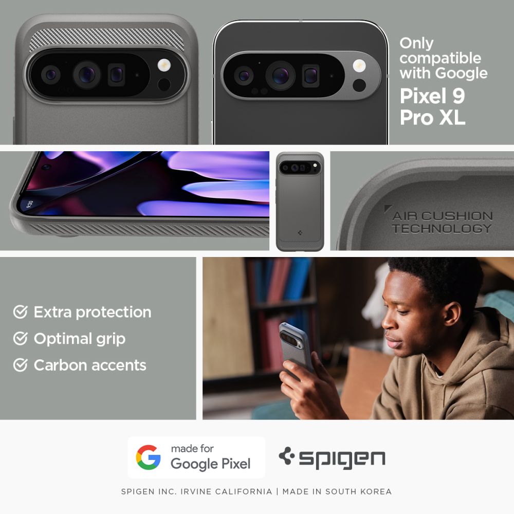 KRYT NA GOOGLE PIXEL 9 PRO XL SPIGEN RUGGED ARMOR  MARBLE GREY