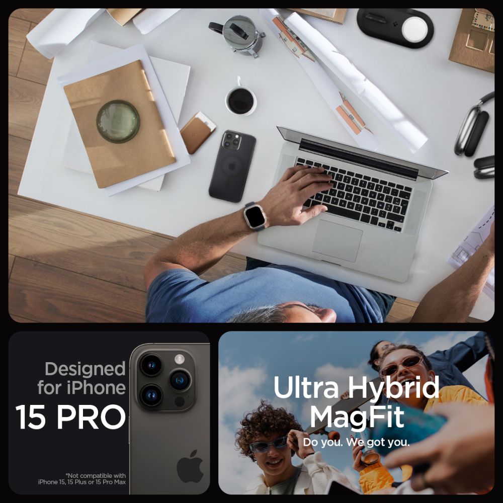 KRYT SPIGEN ULTRA HYBRID MAG MAGSAFE IPHONE 15 PRO FROST BLACK