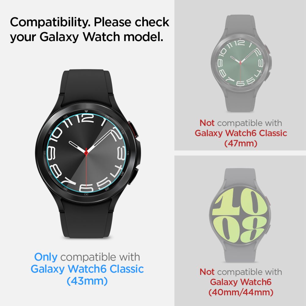 TVRDENÉ SKLO SPIGEN GLAS.TR ”EZ-FIT” 2-PACK GALAXY WATCH 6 CLASSIC (43 MM) CLEAR