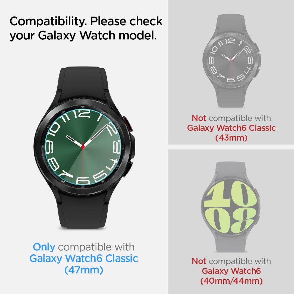 TVRDENÉ SKLO SPIGEN GLAS.TR ”EZ-FIT” 2-PACK GALAXY WATCH 6 CLASSIC (47 MM) CLEAR