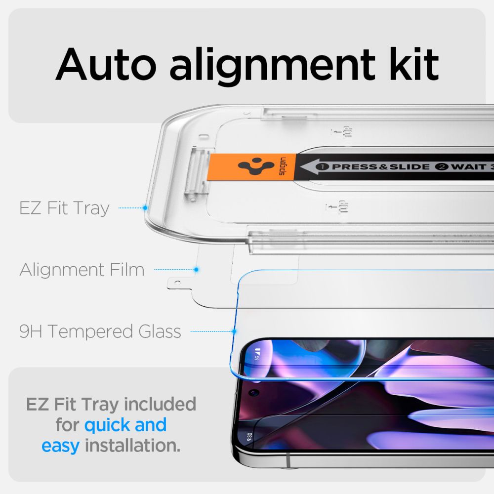 TVRDENÉ SKLO SPIGEN GLAS.TR ”EZ FIT” 2-PACK GOOGLE PIXEL 9 / 9 PRO CLEAR