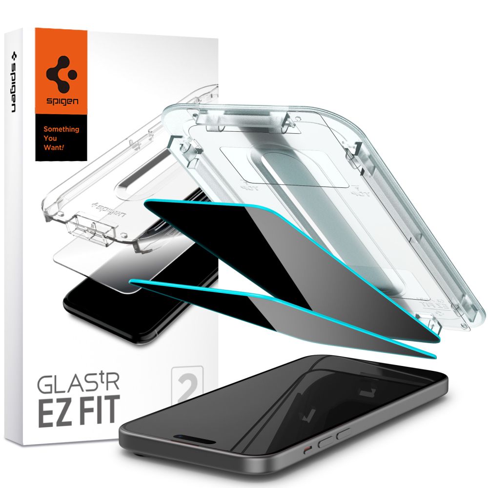 TVRDENÉ SKLO SPIGEN GLAS.TR ”EZ FIT” 2-PACK IPHONE 15 PLUS PRIVACY