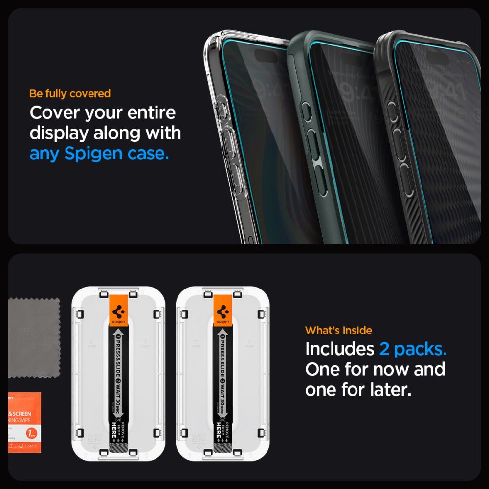 TVRDENÉ SKLO SPIGEN GLAS.TR ”EZ FIT” IPHONE 15 PLUS PRIVACY