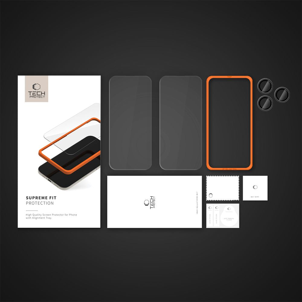 TVRDENÉ SKLO TECH-PROTECT SUPREME SET 3-PACK IPHONE 16 PRO MAX CLEAR