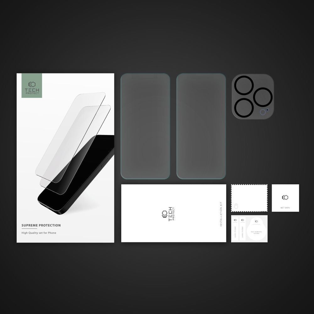 TVRDENÉ SKLO TECH-PROTECT SUPREME SET IPHONE 15 PRO MAX CLEAR