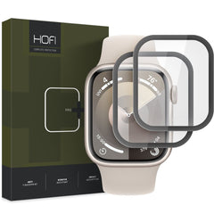 2X TVRDENÉ SKLO NA APPLE WATCH 7 / 8 / 9 (41 MM) HOFI HYBRID PRO+ 2-PACK BLACK