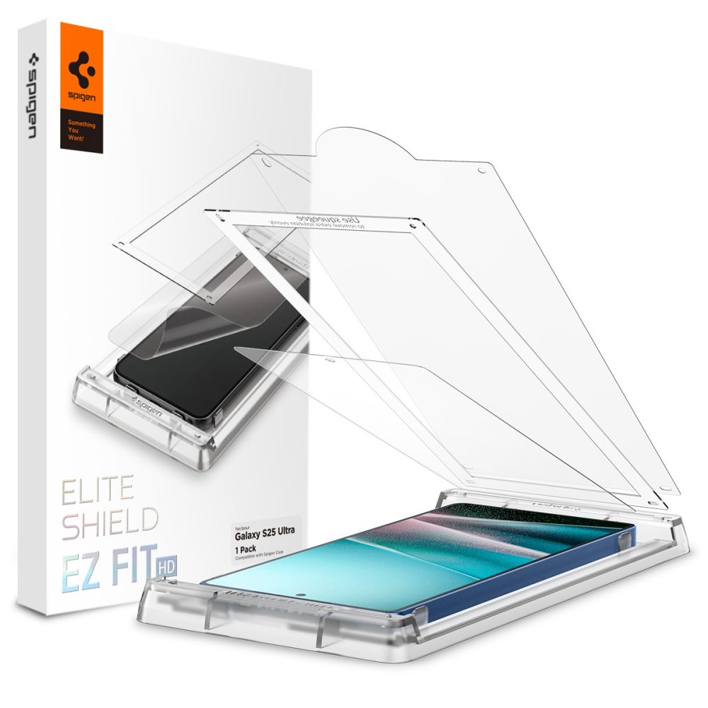 TVRDENÉ SKLO SPIGEN ELITE SHIELD ”EZ FIT” HD GALAXY S25 ULTRA CLEAR