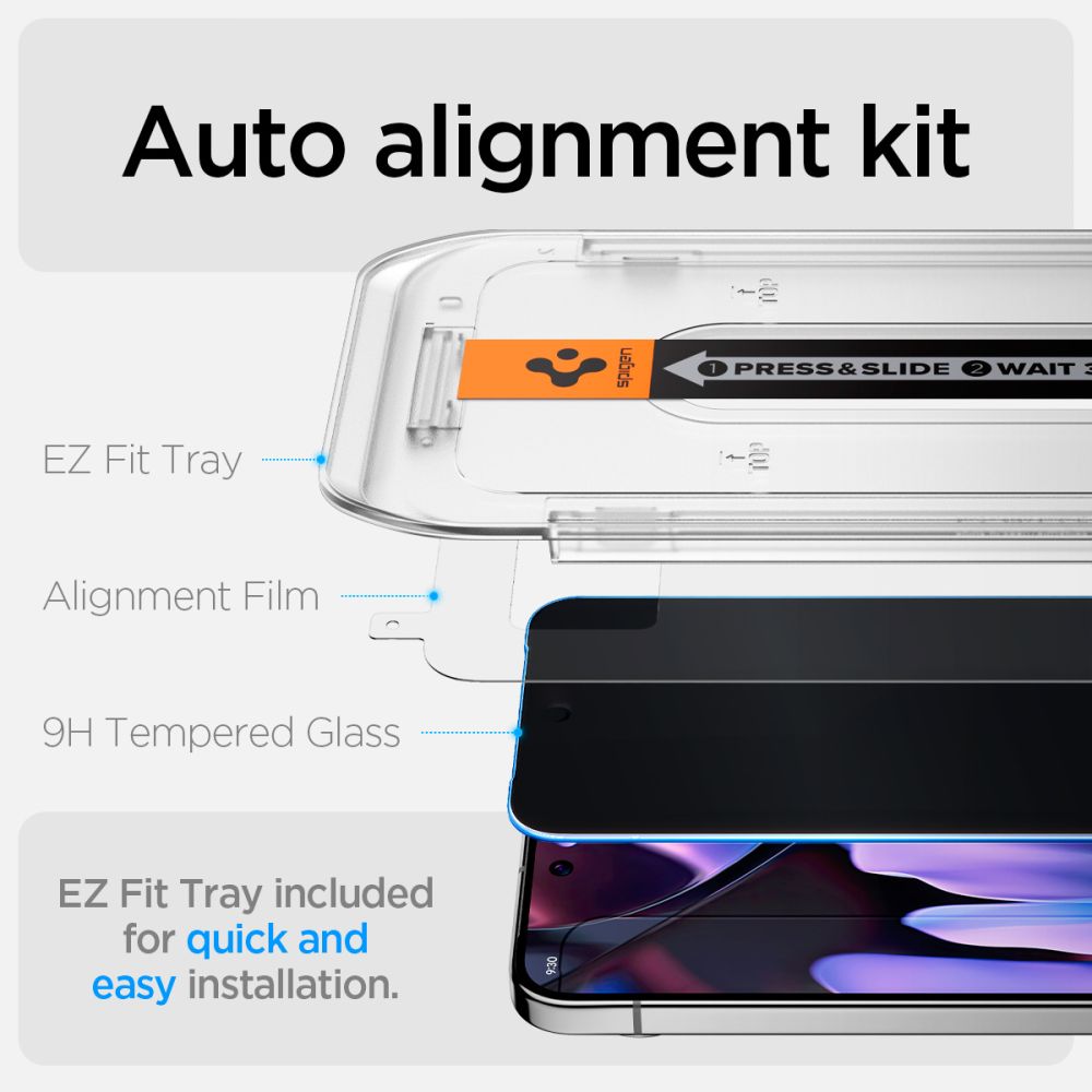 TVRDENÉ SKLO SPIGEN GLAS.TR ”EZ FIT” 2-PACK GOOGLE PIXEL 9 / 9 PRO PRIVACY
