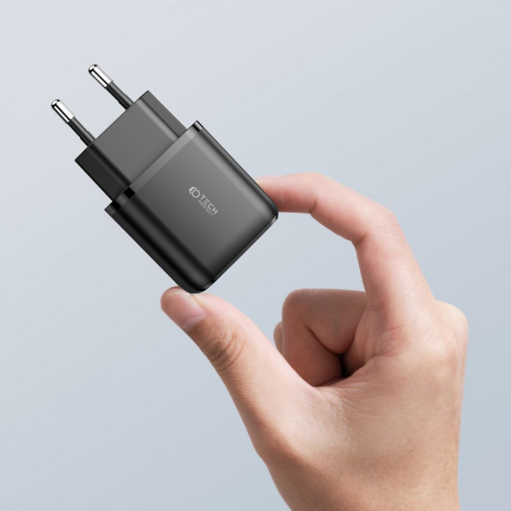 SIEŤOVÁ NABÍJAČKA NA MOBIL A TABLET TECH-PROTECT C20W 2-PORT NETWORK CHARGER PD20W/QC3.0 BLACK