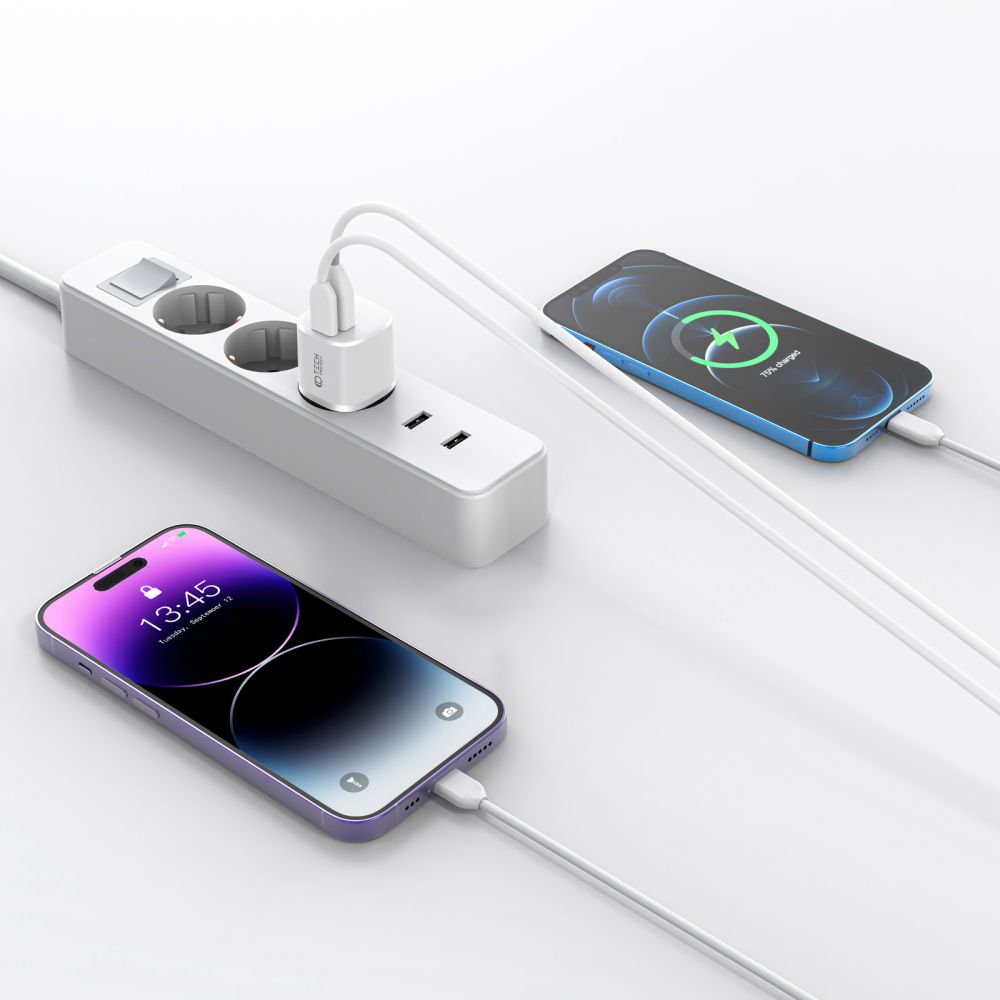 SIEŤOVÁ NABÍJAČKA NA MOBIL A TABLET  TECH-PROTECT C20W MINI 2-PORT NETWORK CHARGER PD20W/QC3.0 BLACK