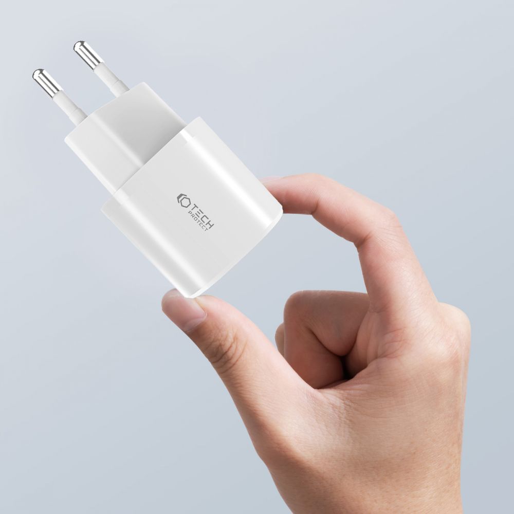 SIEŤOVÁ NABÍJAČKA NA MOBIL A TABLET  TECH-PROTECT C20W MINI 2-PORT NETWORK CHARGER PD20W/QC3.0 BLACK