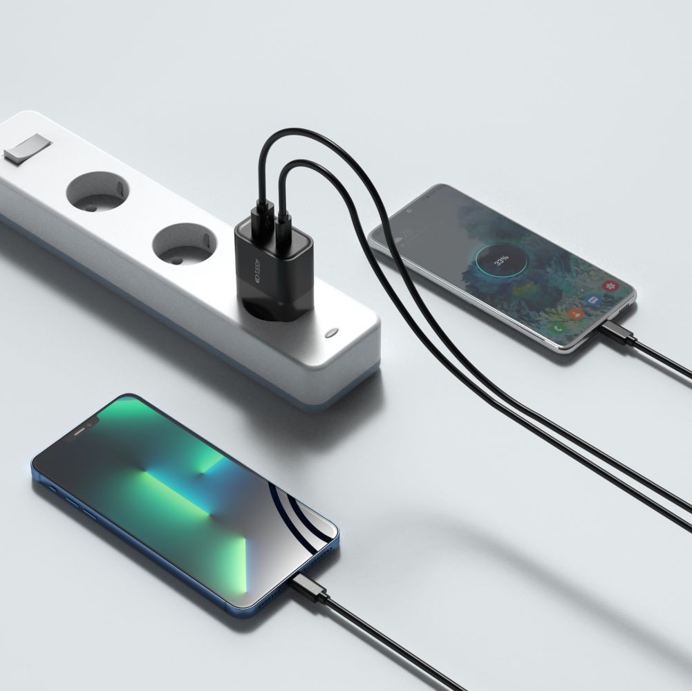 SIEŤOVÁ NABÍJAČKA NA MOBIL A TABLET TECH-PROTECT C30W 2-PORT NETWORK CHARGER PD30W/QC3.0 BLACK