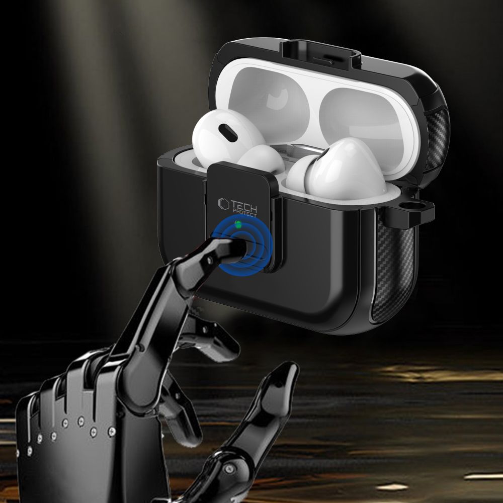 PUZDRO TECH-PROTECT DEFENDER HOOK MAGSAFE APPLE AIRPODS PRO 1 / 2 BLACK