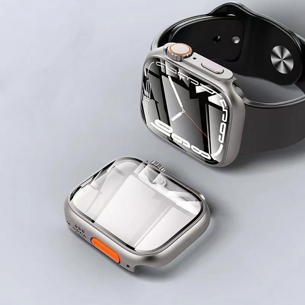 360° OCHRANNÉ PUZDRO NA APPLE WATCH 45 MM DOOP DEFENSE 360GUARD TITANIUM/ORANGE