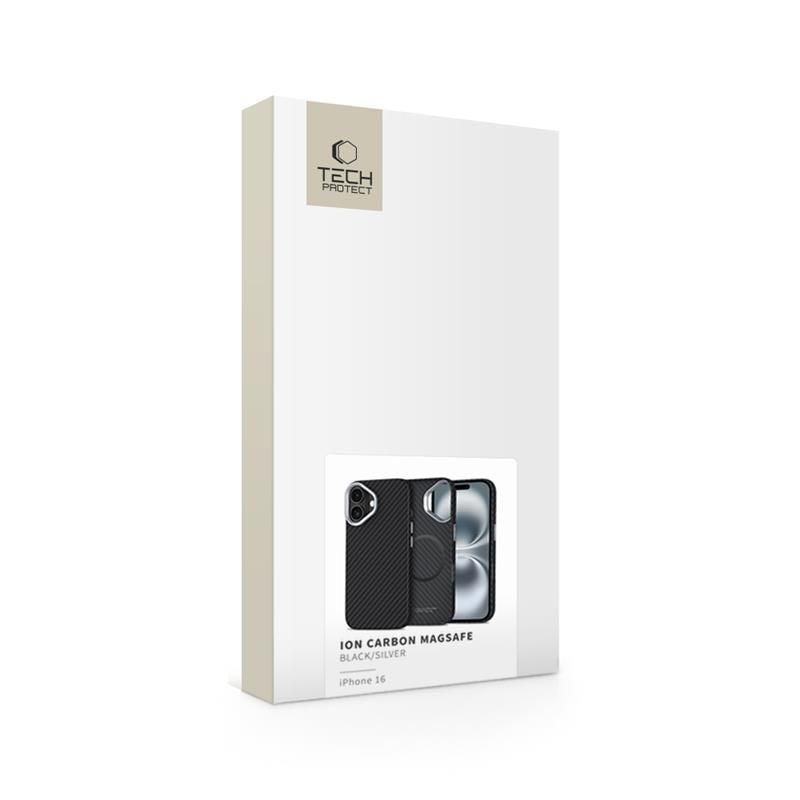 TECH-PROTECT ION CARBON MAGSAFE IPHONE 16 BLACK/SILVER