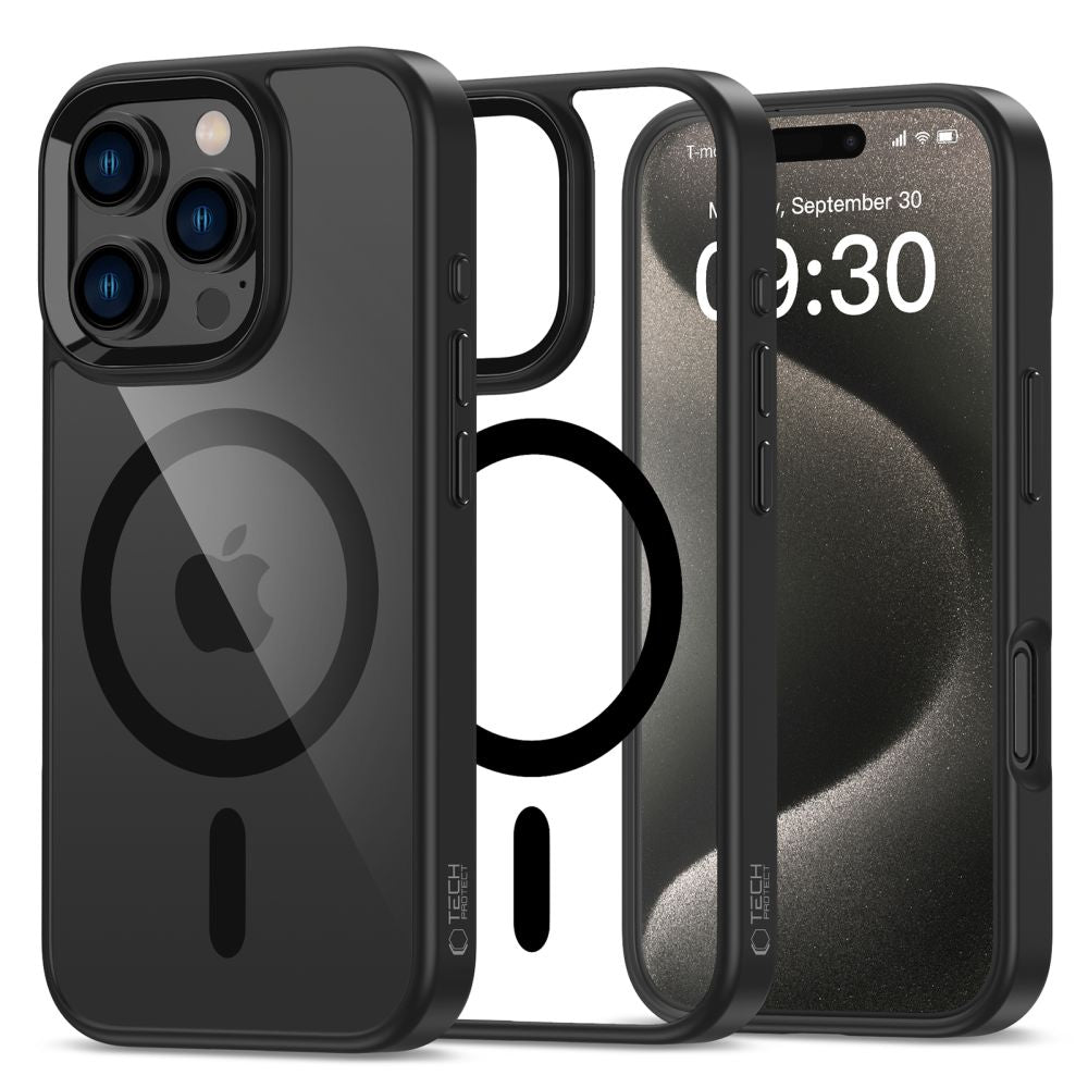 KRYT NA IPHONE 16 PRO MAX TECH-PROTECT MAGMAT MAGSAFE BLACK/CLEAR