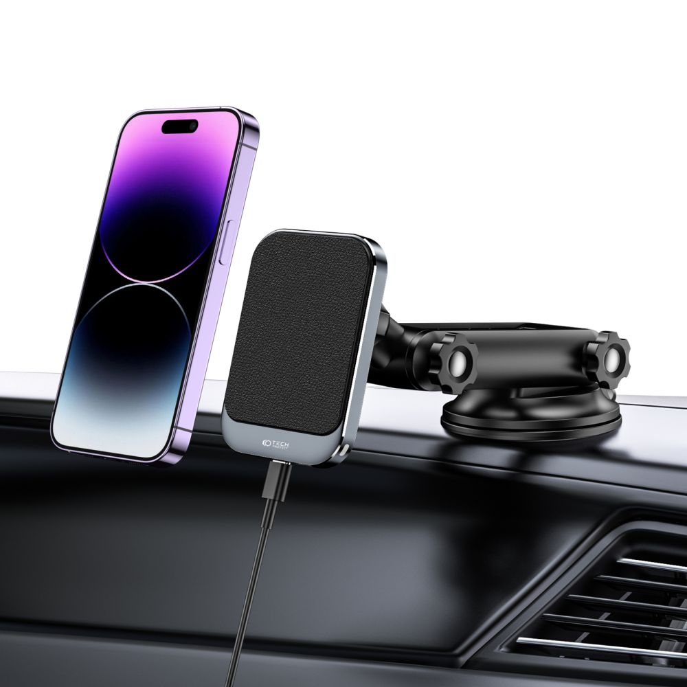 DRŽIAK TELEFÓNU DO AUTA S BEZDRÔTOVÝM NABÍJANÍM TECH-PROTECT MM15W-V2 MAGNETIC MAGSAFE DASHBOARD CAR MOUNT WIRELESS CHARGER 15W BLACK