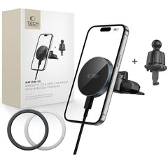 DRŽIAK TELEFÓNU DO AUTA S BEZDRÔTOVÝM NABÍJANÍM TECH-PROTECT MM15W-V5 MAGNETIC MAGSAFE CD & VENT CAR MOUNT WIRELESS CHARGER 15W BLACK/BLACK