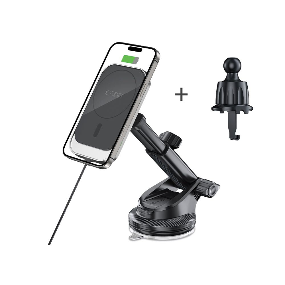 DRŽIAK TELEFÓNU DO AUTA S BEZDRÔTOVÝM NABÍJANÍM TECH-PROTECT MM15W-V9 MAGNETIC MAGSAFE DASHBOARD & VENT CAR MOUNT WIRELESS CHARGER 15W BLACK