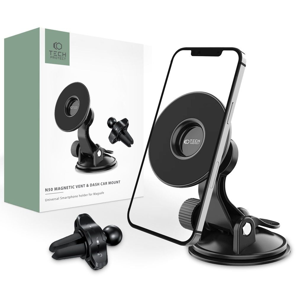 DRŽIAK / NABÍJAČKA DO AUTA TECH-PROTECT N50 MAGNETIC MAGSAFE DASHBOARD &amp; VENT CAR MOUNT BLACK