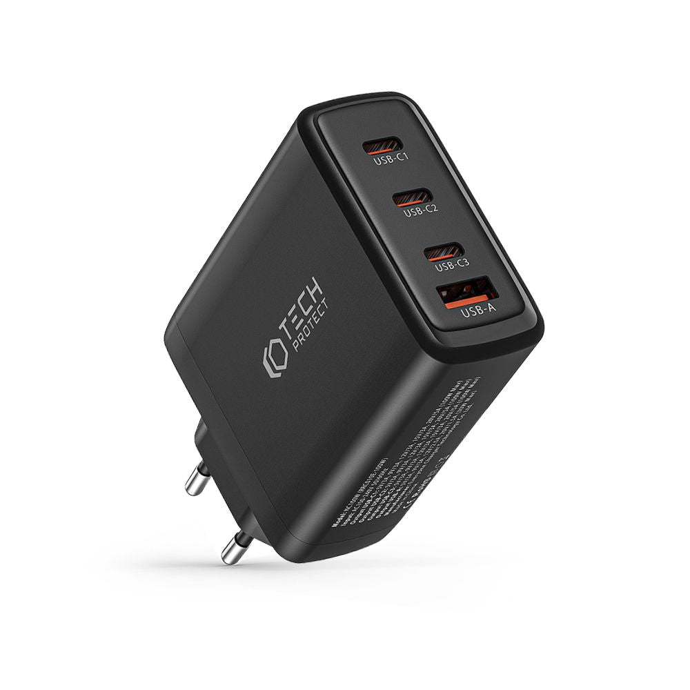 SIEŤOVÁ NABÍJAČKA NA MOBIL A TABLET  TECH-PROTECT NC100W-GAN 4-PORT NETWORK CHARGER PD100W/QC3.0 BLACK