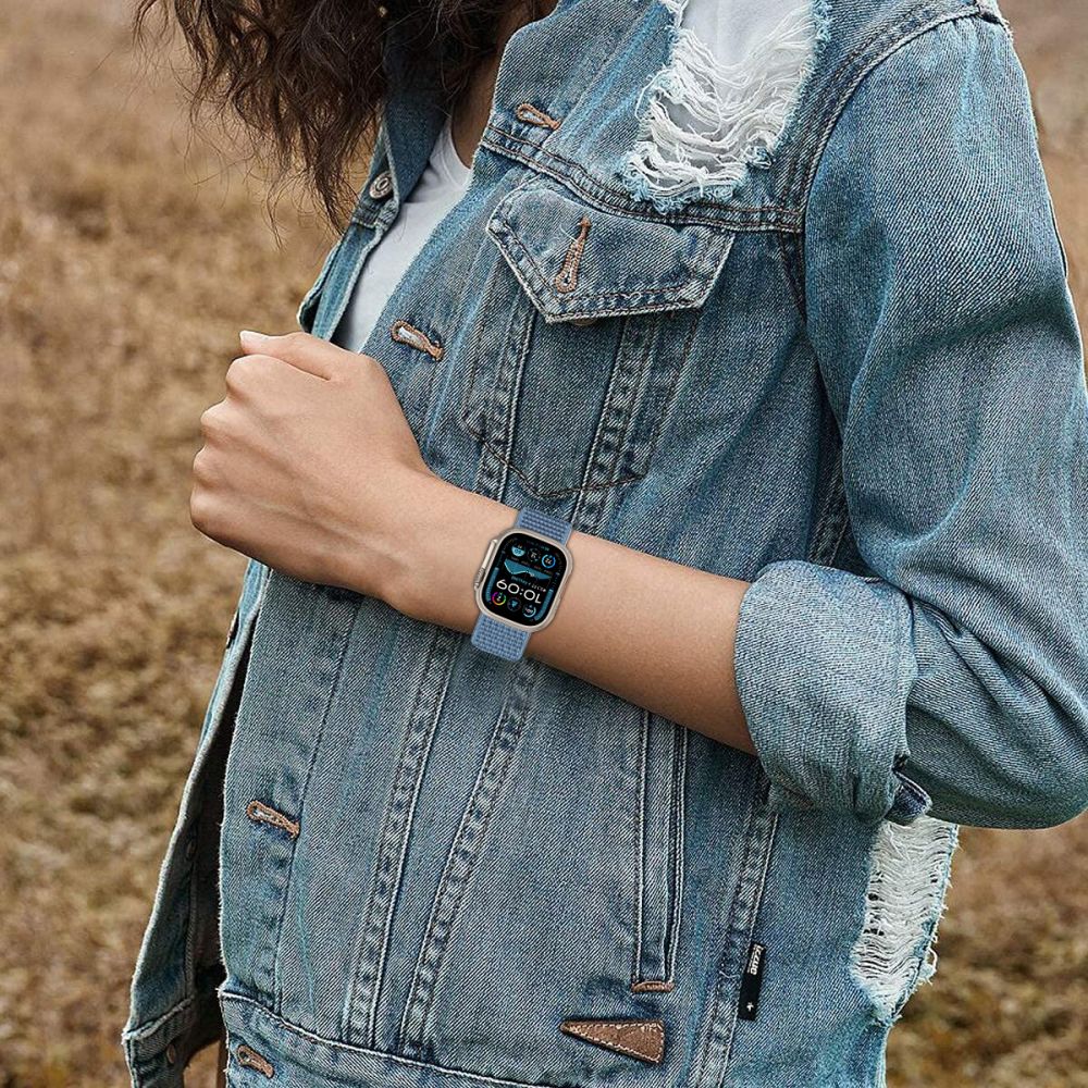REMIENOK TECH-PROTECT NYLON APPLE WATCH 6 / 7 / 8 / 9 / 10 / SE / ULTRA 1 / 2 (44 / 45 / 46 / 49 MM) BABY BLUE