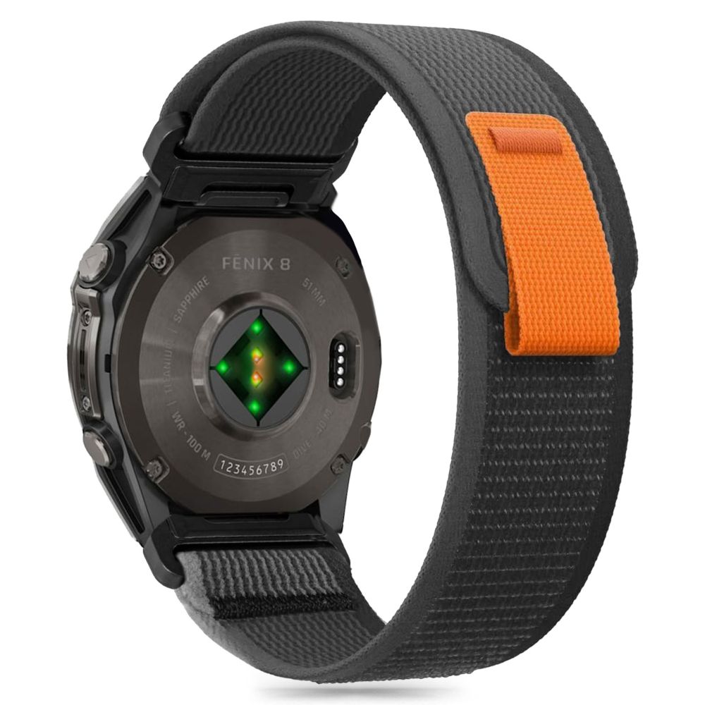 REMIENOK TECH-PROTECT NYLON GARMIN FENIX 5 / 6 / 6 PRO / 7 / 8 (47 MM) / E BLACK/ORANGE