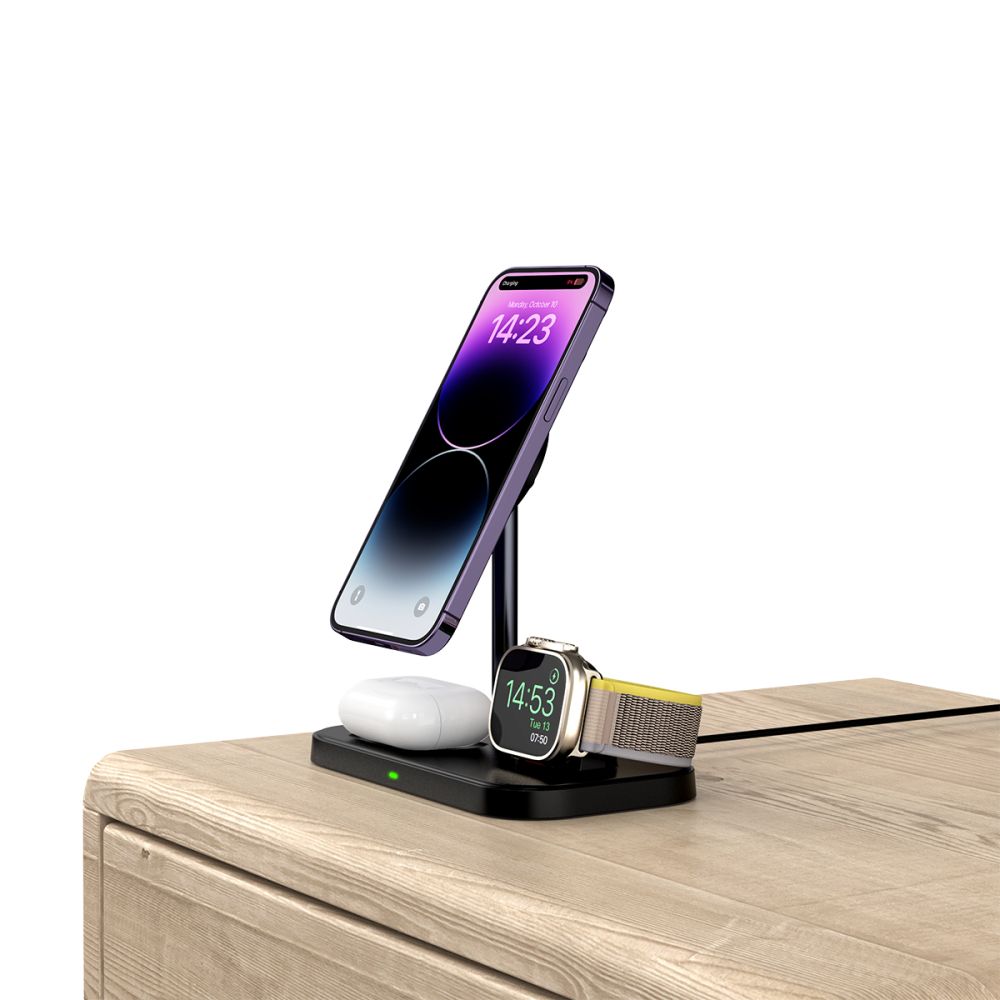 BEZDRÔTOVÁ NABÍJAČKA 3IN1 TECH-PROTECT QI15W-A22 MAGNETIC MAGSAFE WIRELESS CHARGER BLACK