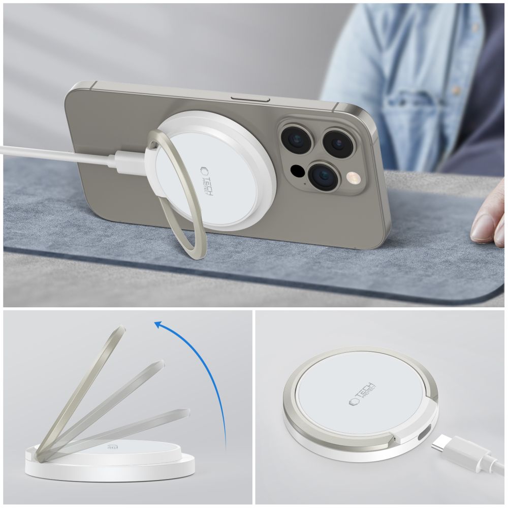 BEZDRÔTOVÁ NABÍJAČKA TECH-PROTECT QI15W-A33 MAGNETIC MAGSAFE WIRELESS CHARGER WHITE
