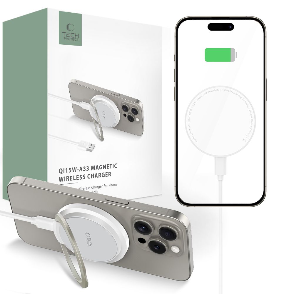 BEZDRÔTOVÁ NABÍJAČKA TECH-PROTECT QI15W-A33 MAGNETIC MAGSAFE WIRELESS CHARGER WHITE