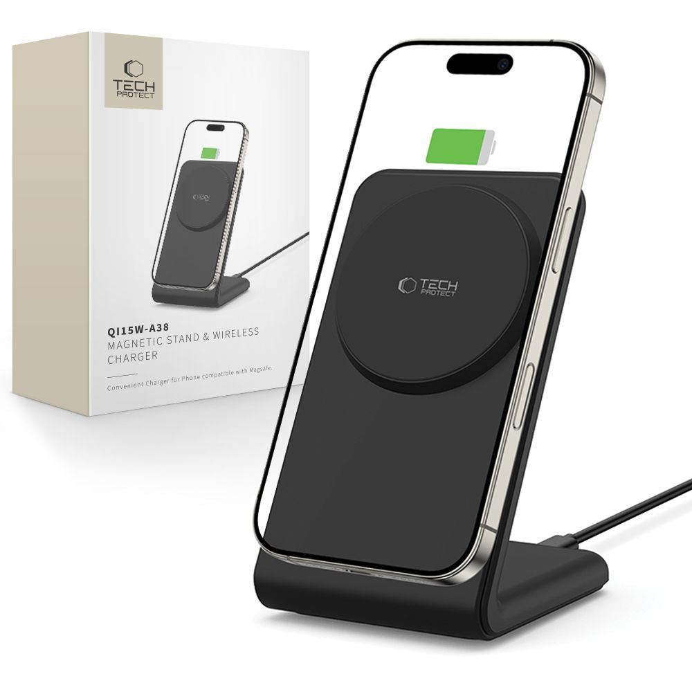 NABÍJACIA STANICA TECH-PROTECT QI15W-A38 MAGNETIC MAGSAFE WIRELESS CHARGER BLACK