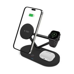 NABÍJACIA STANICA TECH-PROTECT QI15W-A41 3IN1 MAGNETIC MAGSAFE WIRELESS CHARGER BLACK
