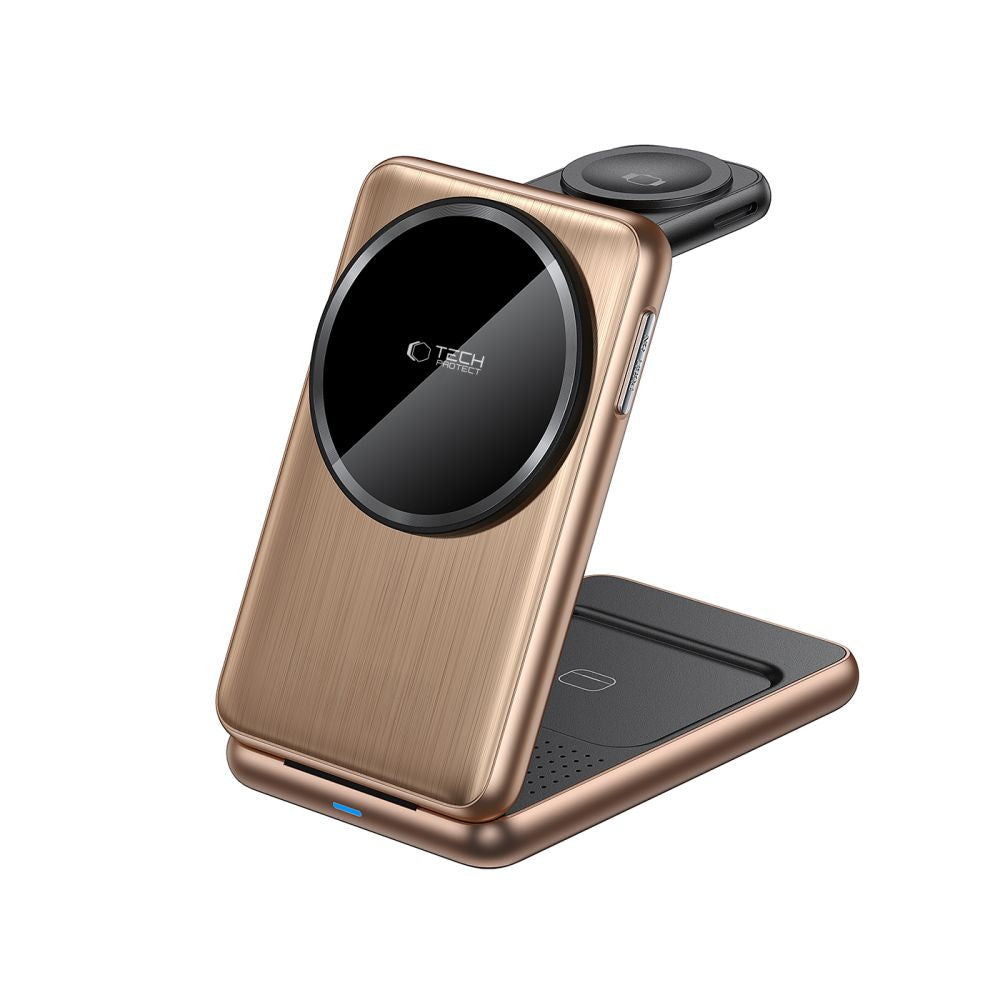 NABÍJACIA STANICA TECH-PROTECT QI15W-A42 3IN1 MAGNETIC MAGSAFE WIRELESS CHARGER DESERT GOLD