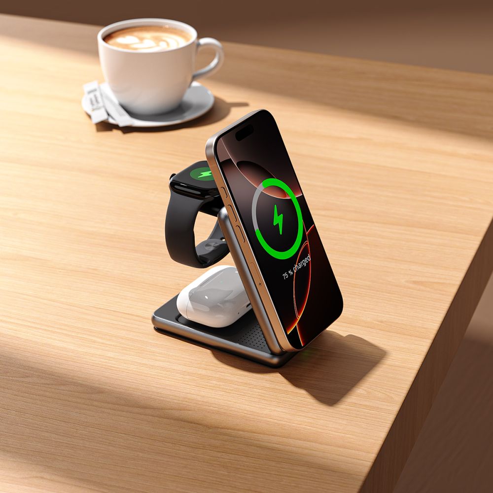 NABÍJACIA STANICA TECH-PROTECT QI15W-A42 3IN1 MAGNETIC MAGSAFE WIRELESS CHARGER DESERT GOLD