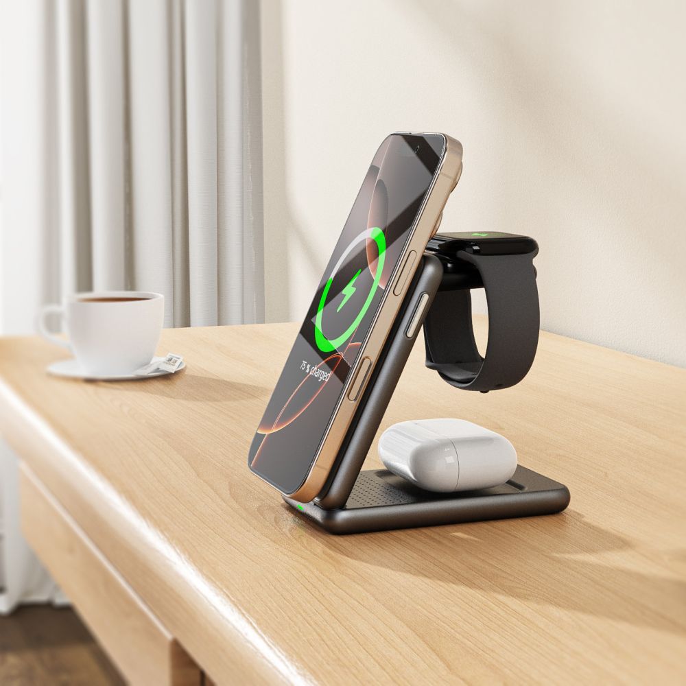 NABÍJACIA STANICA TECH-PROTECT QI15W-A42 3IN1 MAGNETIC MAGSAFE WIRELESS CHARGER DESERT GOLD