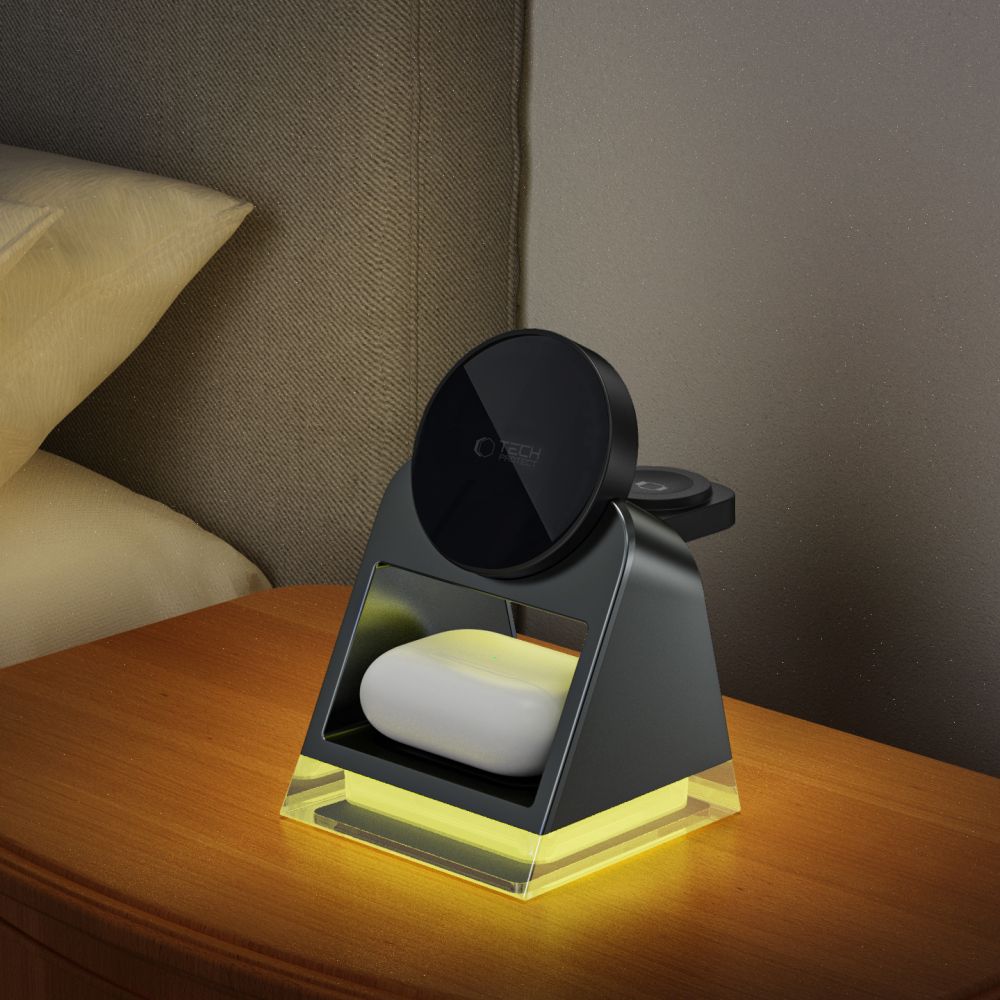 NABÍJACIA STANICA TECH-PROTECT QI15W-A43 3IN1 MAGNETIC MAGSAFE WIRELESS CHARGER BLACK