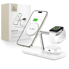 NABÍJACIA STANICA TECH-PROTECT QI15W-A45 3IN1 MAGNETIC MAGSAFE WIRELESS CHARGER WHITE