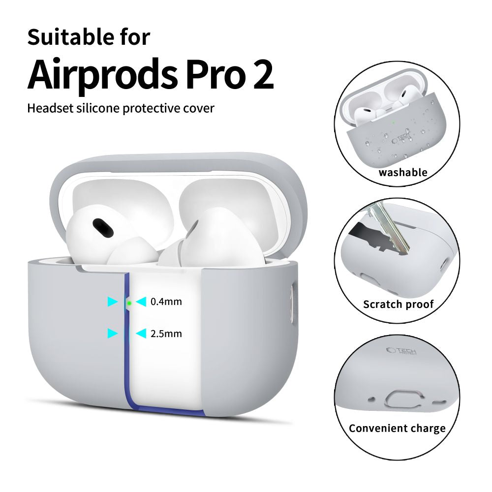 PUZDRO TECH-PROTECT SILICONE APPLE AIRPODS PRO 1 / 2 CRAYON GREY