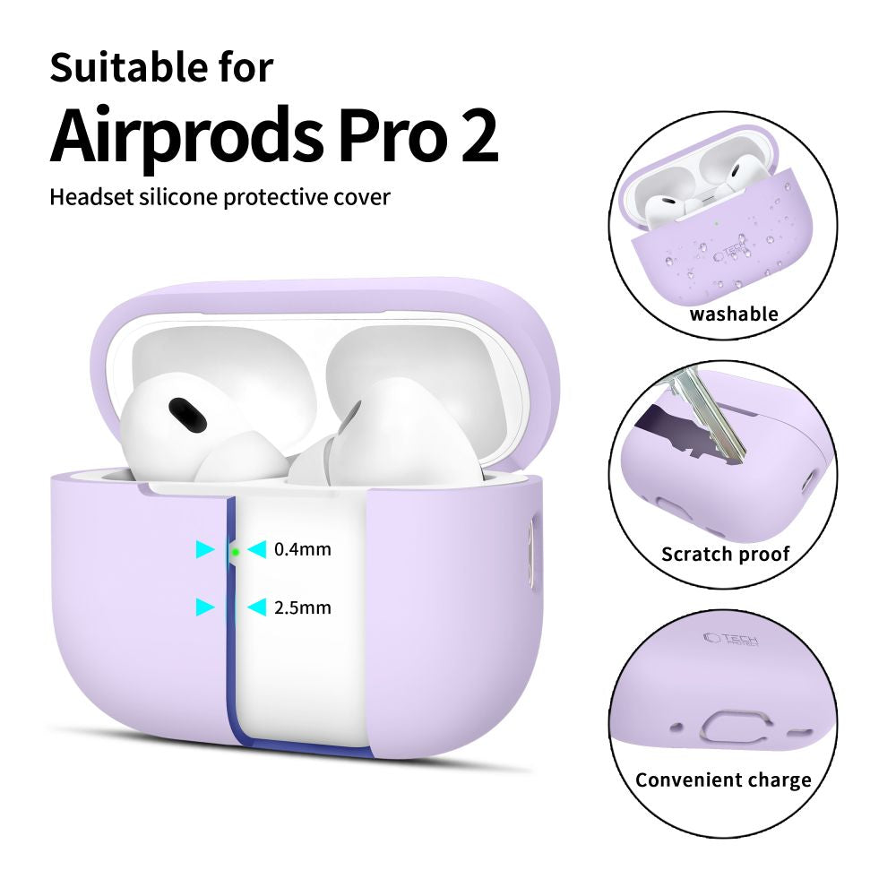PUZDRO TECH-PROTECT SILICONE APPLE AIRPODS PRO 1 / 2 LAVENDER